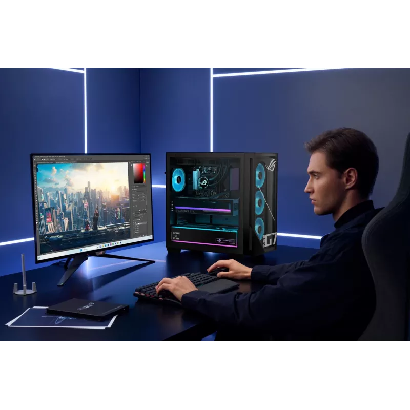 ASUS ROG G700 GM700TZ-R9800X283W žaidimų stacionarus kompiuteris - AMD Ryzen 7 9800X3D, 32GB DDR5, 2TB SSD, Radeon RX 9070 XT, Windows 11 Home, juoda