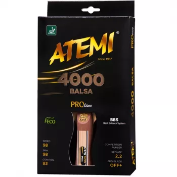 Atemi 4000 Balsa Concave stalo teniso raketė - puolamoji 5-sluoksnio balsa medžio lenta su Atemi ACE guma, 2,2 mm kempine, ITTF patvirtinta