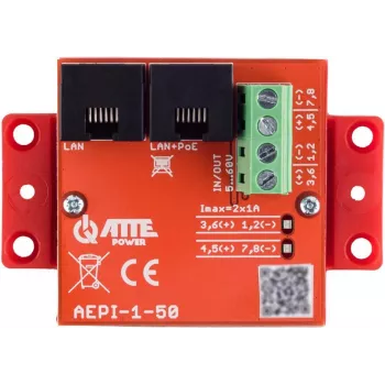 ATTE AEPI-1-50 pasyvus PoE adapteris 1 kanalo 10/100/1000 Mbps gigabitinis Ethernet