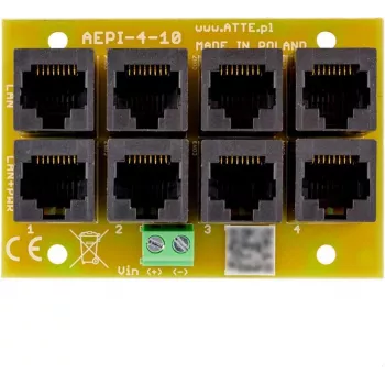 ATTE AEPI-4-10-OF 4 kanalų pasyvus PoE adapteris, 10/100 Mbps