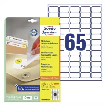 AVERY Zweckform ProNature Nuimami Universalūs Etiketės 38,1 x 21,2 mm Baltos - 1750 Etikečių (L6026REV-25)