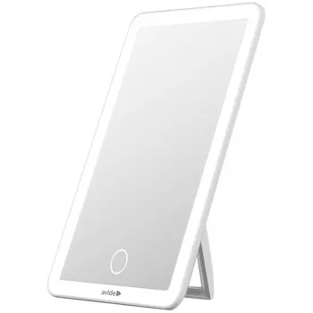 Avide ABLDL-M-3.5W-AE Laisvai pastatomas stačiakampis baltas kosmetinis veidrodis su LED apšvietimu, 3,5W, įkraunamas per USB