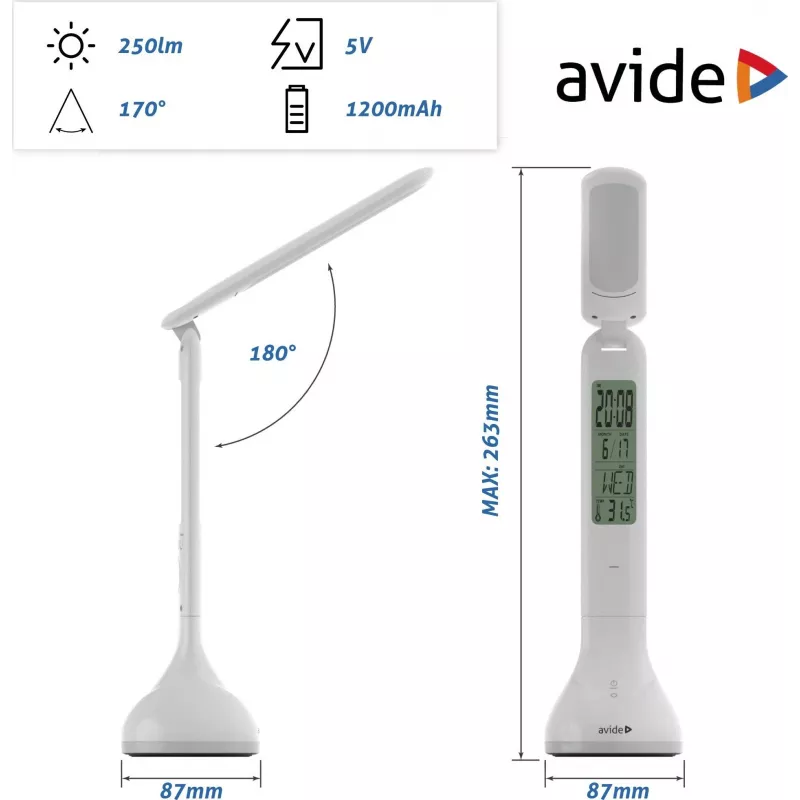 Avide LED stalinė lempa su RGB kalendoriumi, balta, 4W, 250lm