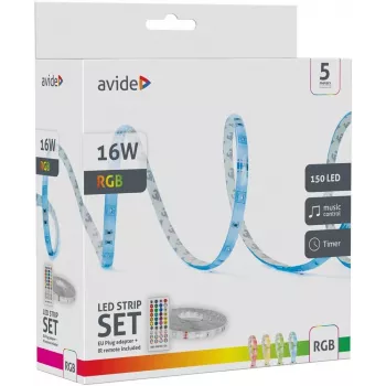 Avide LED juosta Blister 12V 16W RGB 5m su IR nuotolinio valdymo pultu