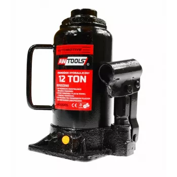 AWTOOLS 12 Ton Hidraulinis butelinis domkratas, 217-405 mm kėlimo diapazonas, tvirtas plienas, raudonas/juodas