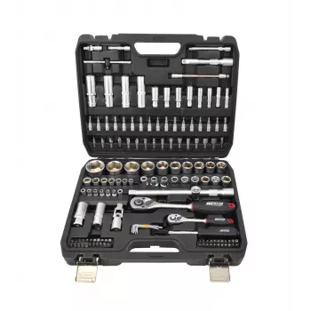 AWTOOLS 144 dalių veržliarakčių ir lizdų rinkinys 1/2 inch ir 1/4 inch pavara Black Line