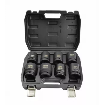 AWTOOLS Black Line 3/4 Colių Poveikio Lizdų Rinkinys, 8 dalių, 24-38mm, Trumpas, Cr-Mo