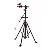 AWTOOLS 30kg Dviračių remonto stovas su 360° besisukančiu spaustuku, sulankstomu trikoju, įrankių padėklu, reguliuojamo aukščio 107-190cm, juoda/raudona