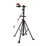 AWTOOLS 30kg Dviračių remonto stovas su 360° besisukančiu spaustuku, sulankstomu trikoju, įrankių padėklu, reguliuojamo aukščio 107-190cm, juoda/raudona