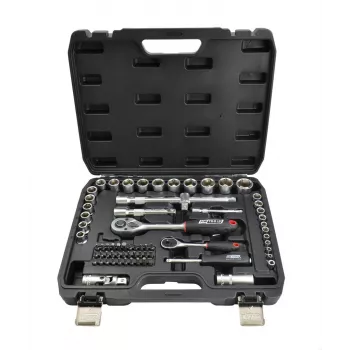 AWTOOLS 72 dalių 1/2 colio ir 1/4 colio pavaros veržliarakčių komplektas BLACK LINE
