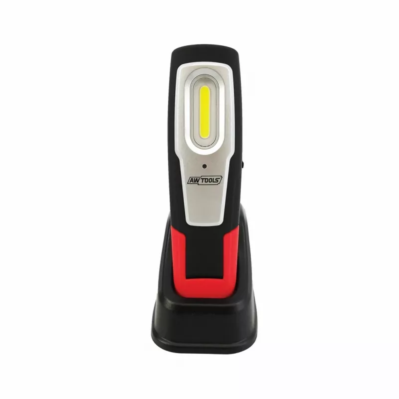 AWTOOLS AW17600 COB LED darbinis žibintuvėlis su magnetiniu pagrindu ir pasukamu kabliu