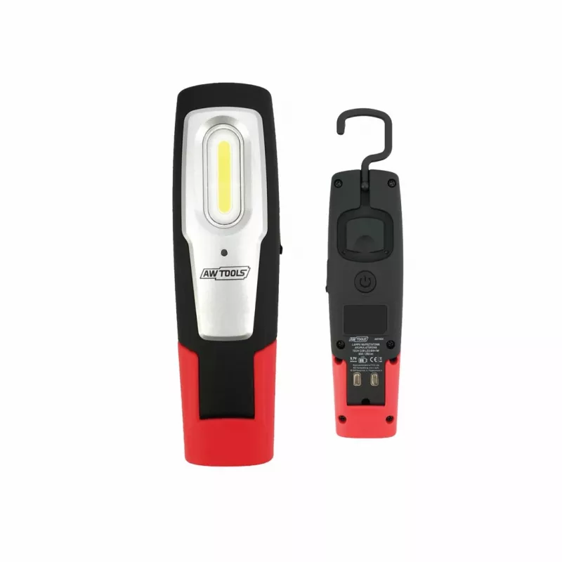 AWTOOLS AW17601 COB LED žibintuvėlis ant galvos - 120 liumenų, 3 režimai, IPX4 atsparus vandens purslams, reguliuojamas galvos dirželis, maitinamas baterijomis