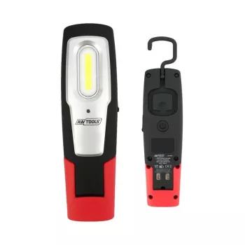AWTOOLS AW17601 COB LED žibintuvėlis ant galvos - 120 liumenų, 3 režimai, IPX4 atsparus vandens purslams, reguliuojamas galvos dirželis, maitinamas baterijomis