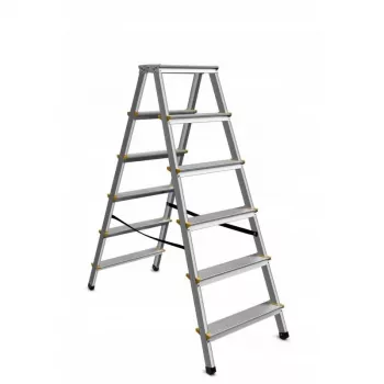 AWTOOLS AW23029 Aliumininė sulankstoma kopėčių kėdė, 6 pakopų, 150 kg keliamoji galia, EN 131, sidabrinė