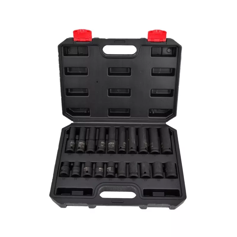 AWTOOLS AW38695BL 95 dalių chromuoto vanadžio lizdų rinkinys su 1/4 colio, 3/8 colio, 1/2 colio reketais, lizdais, antgaliais, veržliarakčiais ir dėklu
