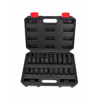 AWTOOLS AW38695BL 95 dalių chromuoto vanadžio lizdų rinkinys su 1/4 colio, 3/8 colio, 1/2 colio reketais, lizdais, antgaliais, veržliarakčiais ir dėklu