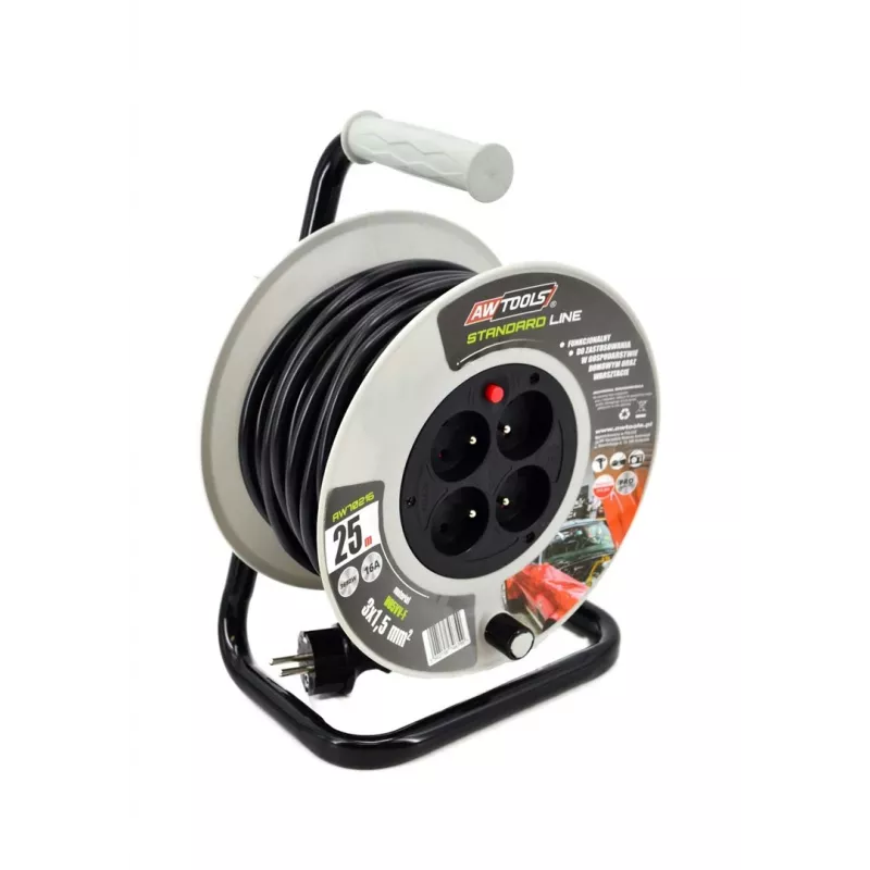 AWTOOLS AW70217 Prailginimo laidas 25m 4 lizdai IP44 3680W