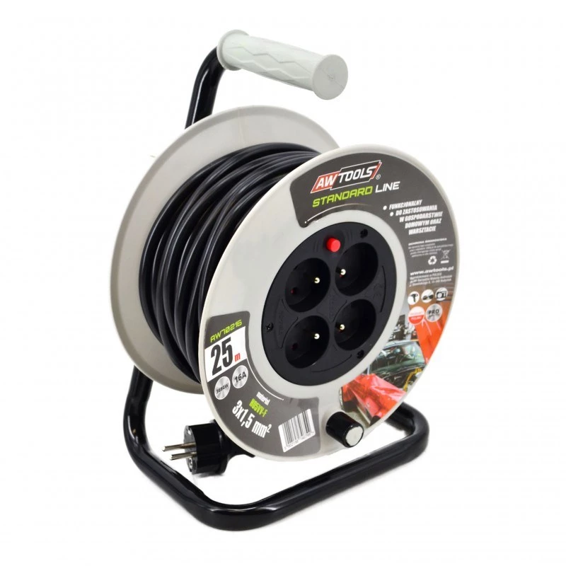 AWTOOLS AW70217 Prailginimo laidas 25m 4 lizdai IP44 3680W