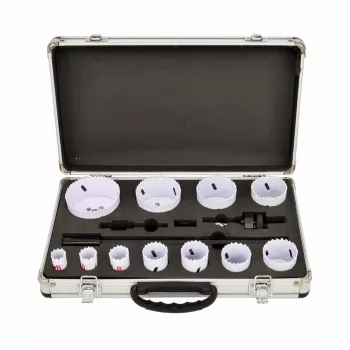 AWTOOLS Bimetalinių skylių pjūklų rinkinys 19-76mm 15 vnt. BLACK LINE Metal Case