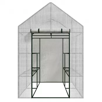 AWTOOLS Garden Greenhouse White 143x143x195cm
