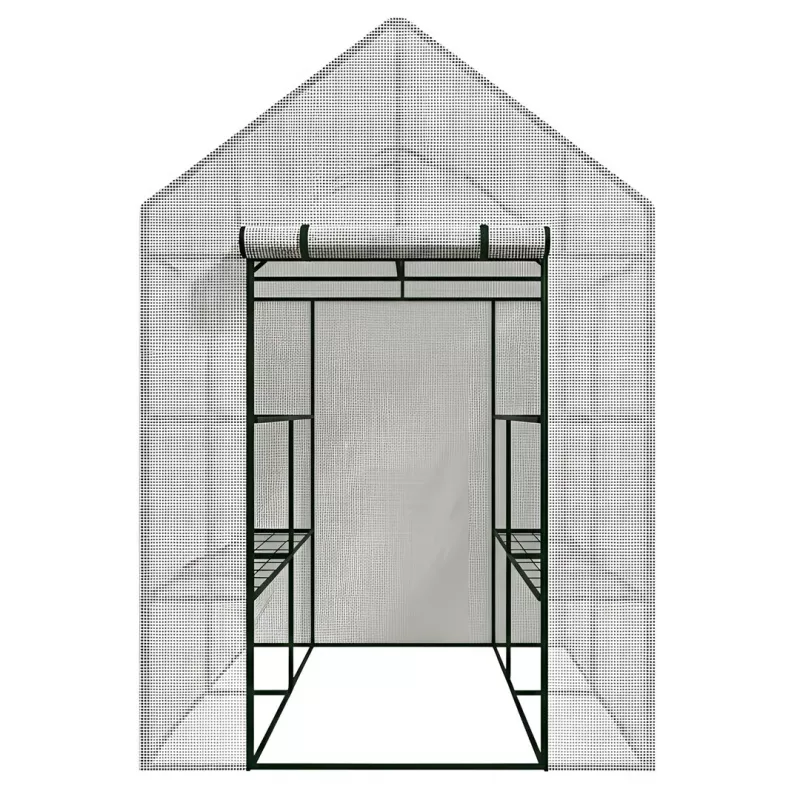 AWTOOLS Garden Greenhouse White 143x143x195cm