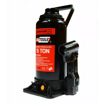 AWTOOLS Hidraulinis butelinis domkratas 15 tonų, 227-432 mm kėlimo diapazonas, tvirtas plienas, CE sertifikuotas