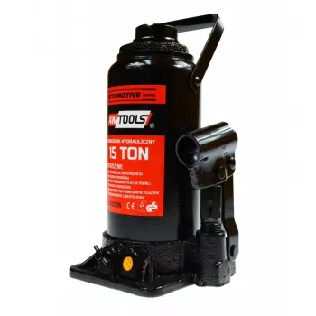 AWTOOLS Hidraulinis butelinis domkratas 15 tonų, 227-432 mm kėlimo diapazonas, tvirtas plienas, CE sertifikuotas