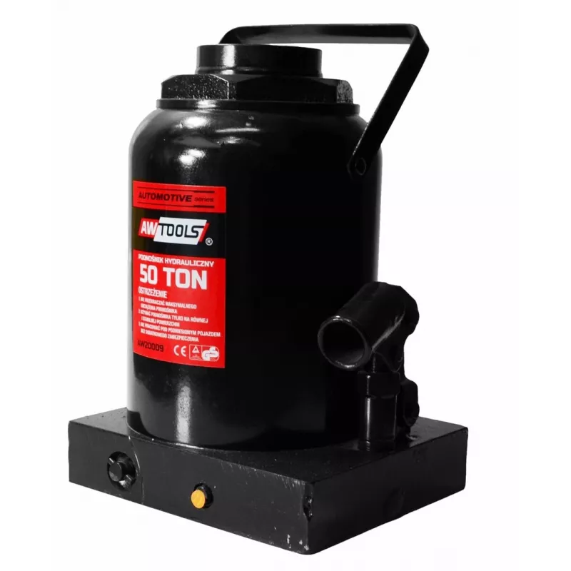 AWTOOLS Hidraulinis butelinis domkratas 50 t, kėlimo diapazonas 300–480 mm, tvirtas plienas, CE atitiktis