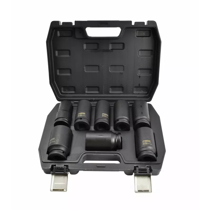 AWTOOLS Impact Socket Set 3/4 inch 8-Piece Deep Long 24-38mm Black Line