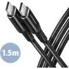 AXAGON BUCM-CM15AB USB-C į USB-C 2.0 laidas, 1,5 m, PD 60W, 3A, pintas - juodas
