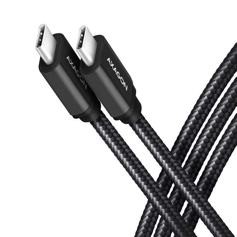 AXAGON BUCM-CM15AB USB-C į USB-C 2.0 laidas, 1,5 m, PD 60W, 3A, pintas - juodas
