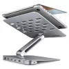 AXAGON HMC-STND Notebook Stand 10-16 inch su 7-in-1 USB-C Hub, 4K HDMI, 100W PD, Gigabit Ethernet, SD kortelių skaitytuvu – sidabrinis