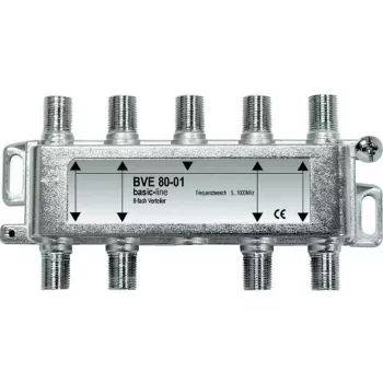 AXING BVE 8-02 8 krypčių F tipo skirstytuvas 5-2400 MHz, 75 Ohm, liejamo cinko korpusas