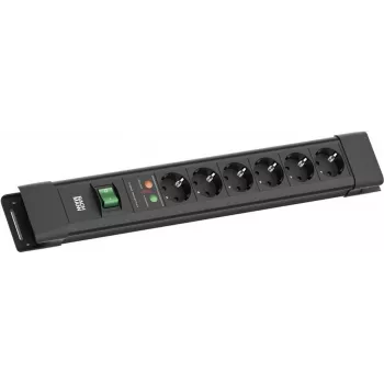 Bachmann CONNECTUS 6 lizdų apsaugos nuo viršįtampių ilgiklis su jungikliu, 2 m kabelis, juodas BM005911