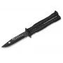 Balisong drugelio peilis K25 02131 juodas 440 nerūdijančio plieno clip point ašmenimis, aliuminio rankena