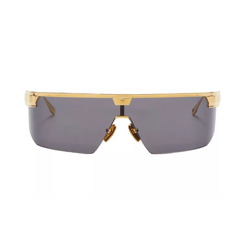 BALMAIN Unisex akiniai nuo saulės BPS-147A-142 Juodas acetatinis kvadratinis rėmas Pilki nailoniniai lęšiai 43/27/147 mm