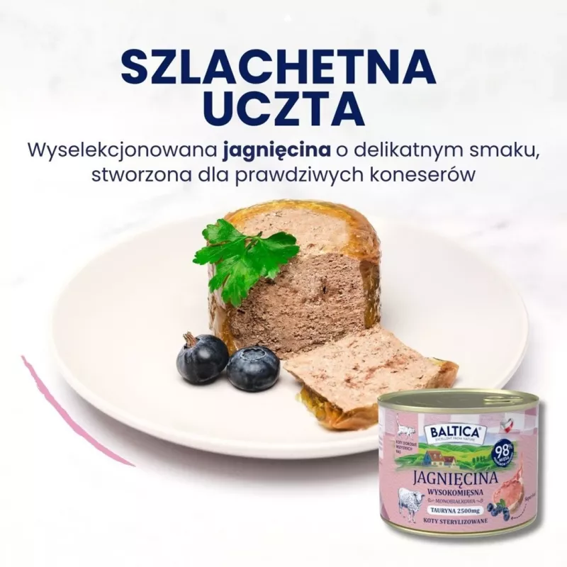 Baltica Smaki Regionów suaugusių kačių maistas su aviena, 400g skardinė