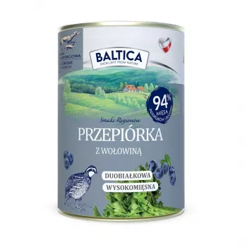 BALTICA Smaki Regionów Putpelių ir jautienos šlapias šunų maistas 400g