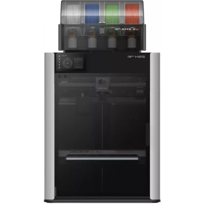 Bambu Lab H2S Combo 3D spausdintuvas su AMS, 256x256x256mm, 500mm/s, visiškai uždaras, juodas