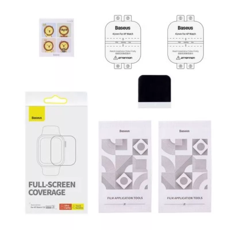 Baseus 41mm NanoCrystal apsauginė plėvelė, skirta Apple Watch 7/8/9, 2 vnt., skaidri