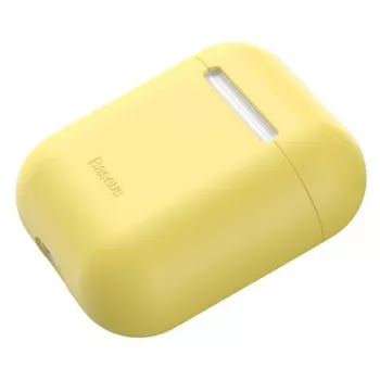 Baseus Apple Silica Series itin plonas silikoninis apsauginis dėklas, skirtas AirPods 1/2, geltonas