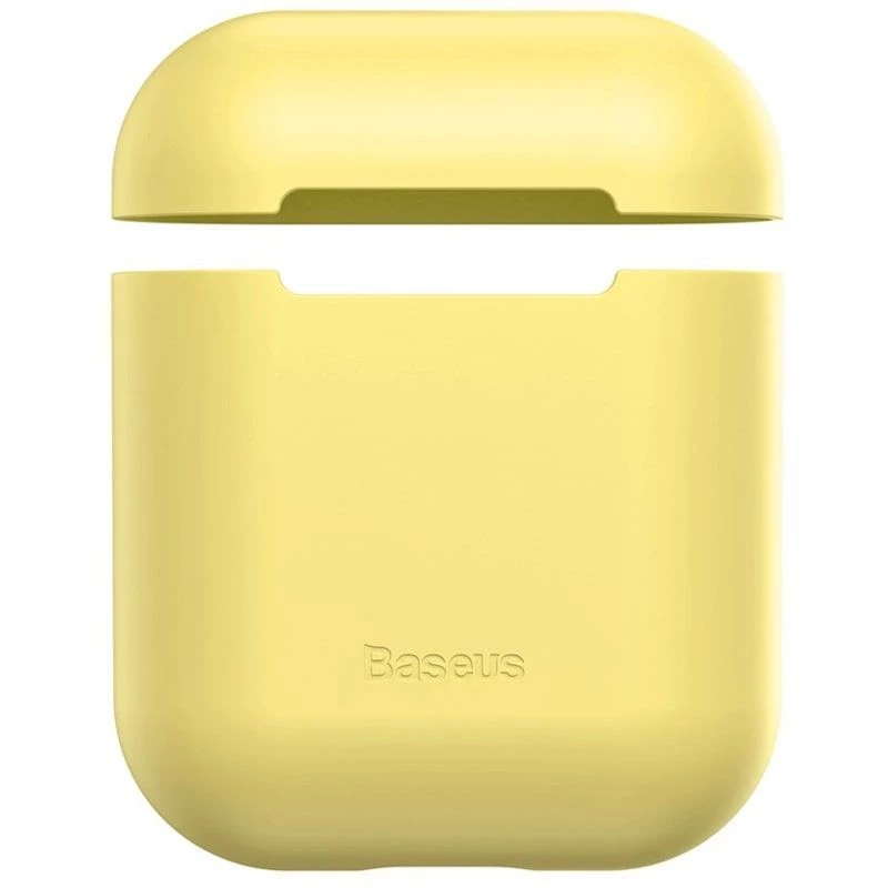Baseus Apple Silica Series itin plonas silikoninis apsauginis dėklas, skirtas AirPods 1/2, geltonas