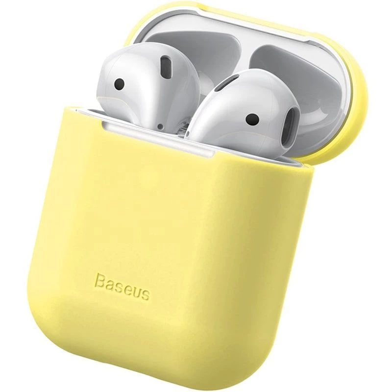 Baseus Apple Silica Series itin plonas silikoninis apsauginis dėklas, skirtas AirPods 1/2, geltonas