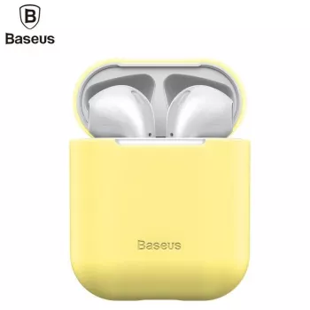 Baseus Apple Silica Series itin plonas silikoninis apsauginis dėklas, skirtas AirPods 1/2, geltonas