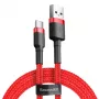 Baseus Cafule laidas, patvarus, nailono pintas, USB-A į USB-C, QC3.0, 2A, 3 m, raudonas (CATKLF-U09)
