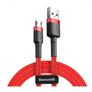 Baseus Cafule laidas, patvarus nailoninis pintas laidas USB / Micro USB QC3.0 2.4A 1M raudonas