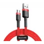 Baseus Cafule laidas, patvarus nailoninis pintas laidas USB / Micro USB QC3.0 2.4A 1M raudonas
