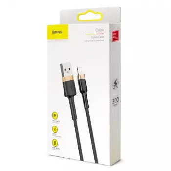 Baseus Cafule Lightning kabelis 2A 3m Auksinis/Juodas (CALKLF-RV1)