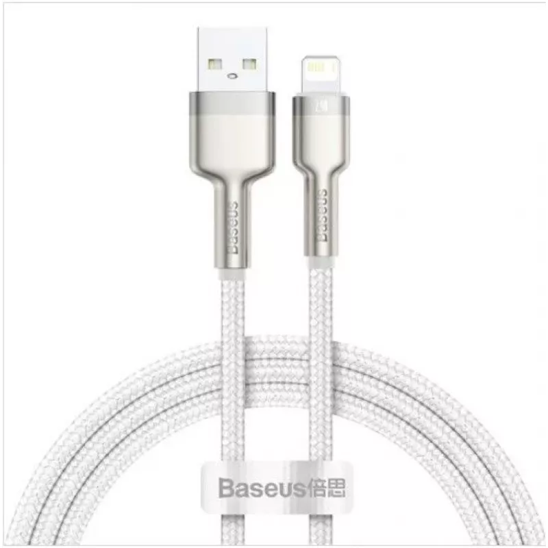 Baseus Cafule Metal USB-A to Lightning kabelis 1,0 m 2,4 A baltas