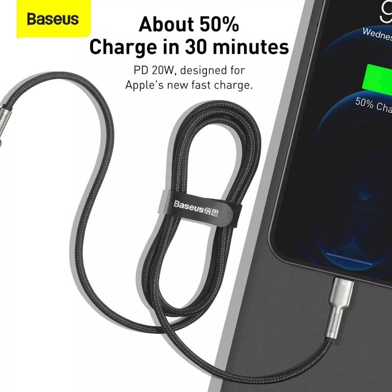 Baseus Cafule Series Metal USB-C į Lightning laidas PD 20W 1m juodas